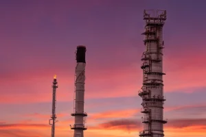 oil refinery petroleum with light of industry plant