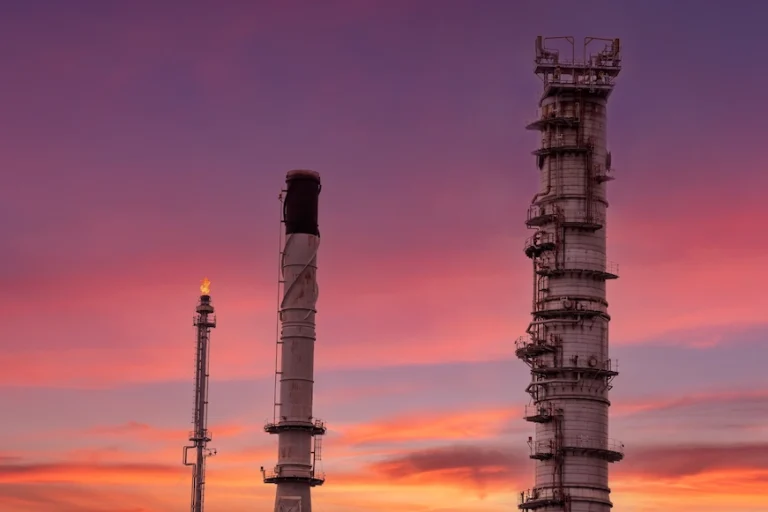 oil refinery petroleum with light of industry plant